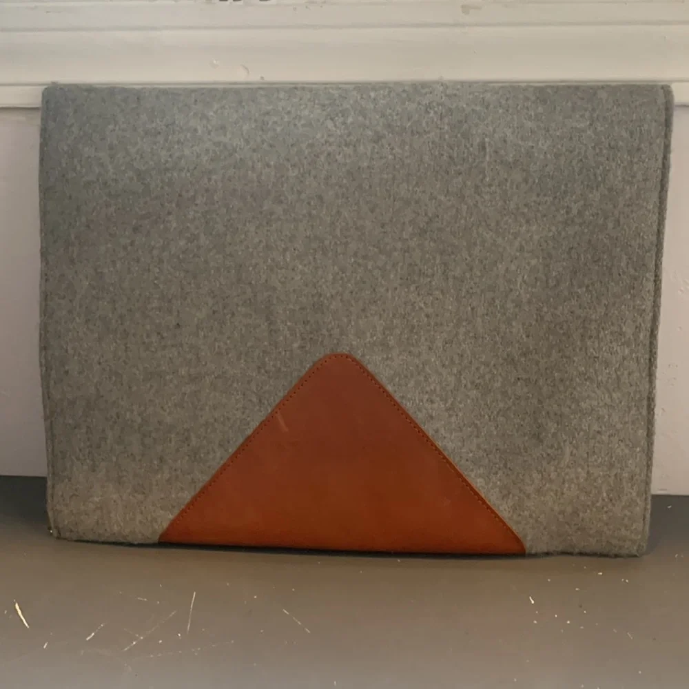 Tablet Bag Or Large Clutch Purse, Grey And Brown